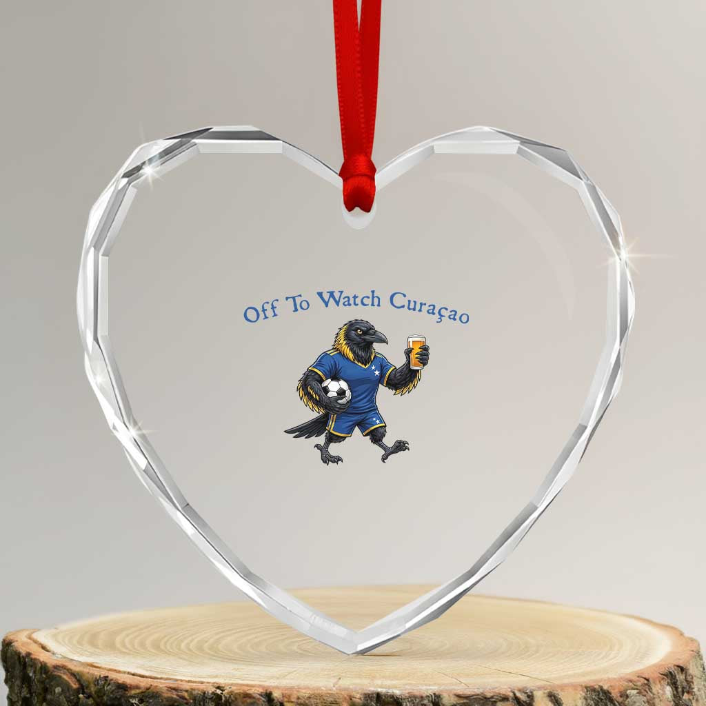 Funny Curacao Bird Soccer Fan Gift Heart Crystal Glass Ornament Off To Watch Curaçao