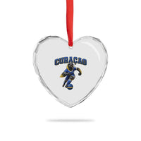 Funny Curacao Bird Soccer Lover Heart Crystal Glass Ornament Caribbean Island Gift