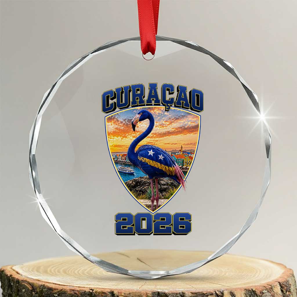Funny Curacao Flamingo Soccer Lover Crystal Glass Ornament Caribbean Island Gift