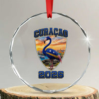 Funny Curacao Flamingo Soccer Lover Crystal Glass Ornament Caribbean Island Gift