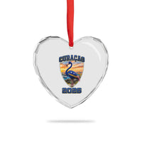 Funny Curacao Flamingo Soccer Lover Heart Crystal Glass Ornament Caribbean Island Gift