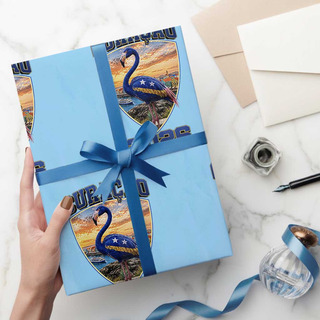 Funny Curacao Flamingo Soccer Lover Wrapping Paper Roll Caribbean Island Gift