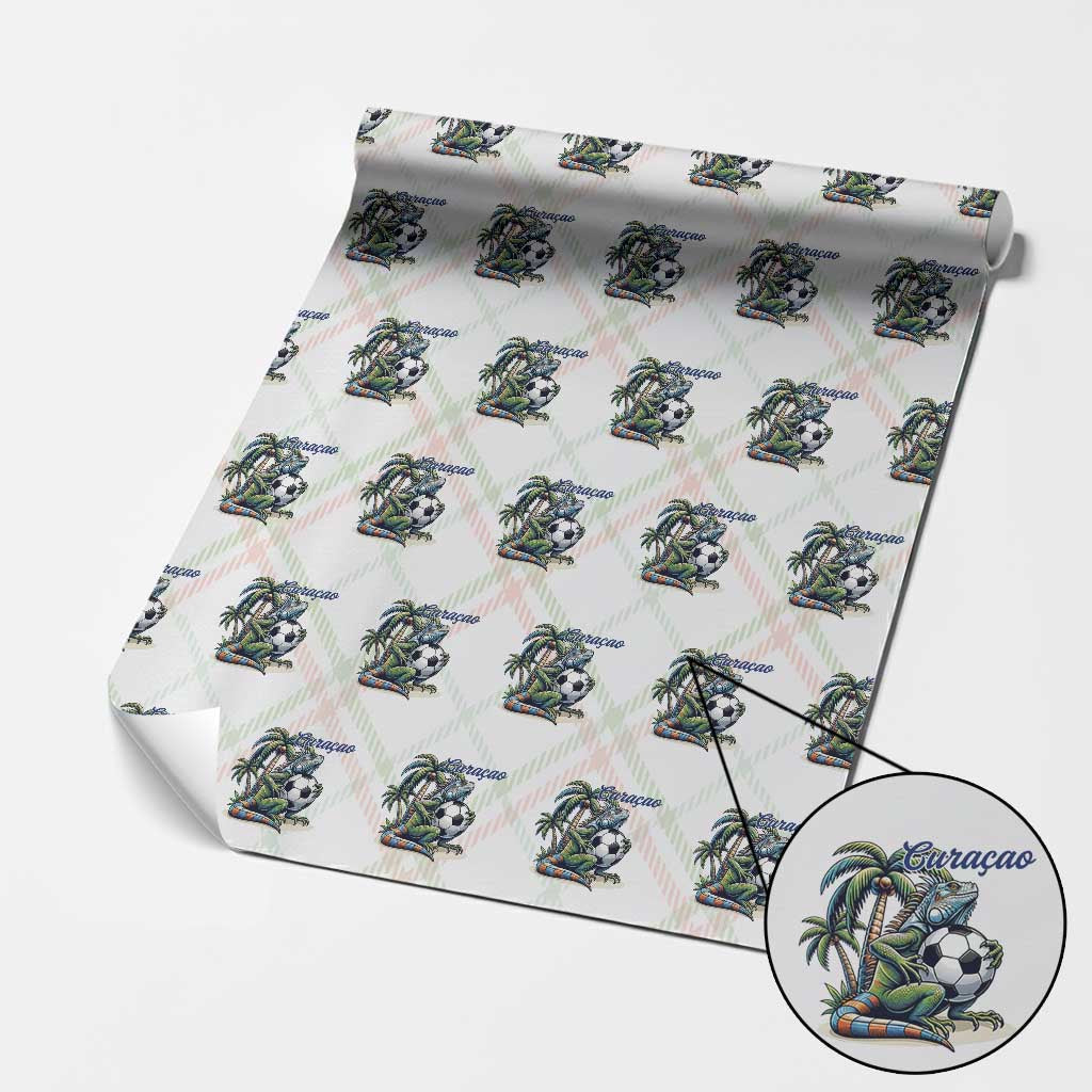 Funny Curaçao Iguana Soccer Fan Wrapping Paper Roll Caribbean Pride Football Graphic