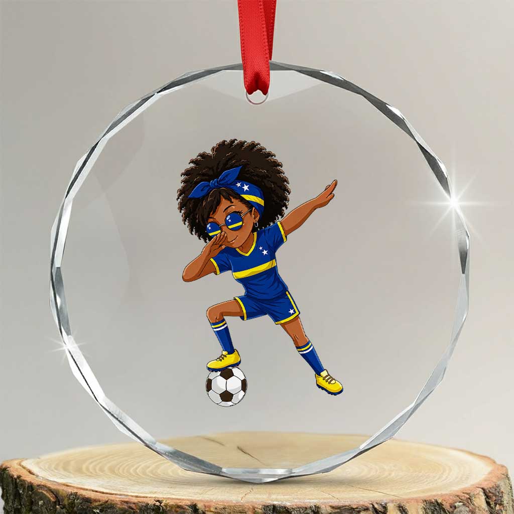 Funny Curacao Soccer Girl Crystal Glass Ornament Dabbing Football Fan Gift