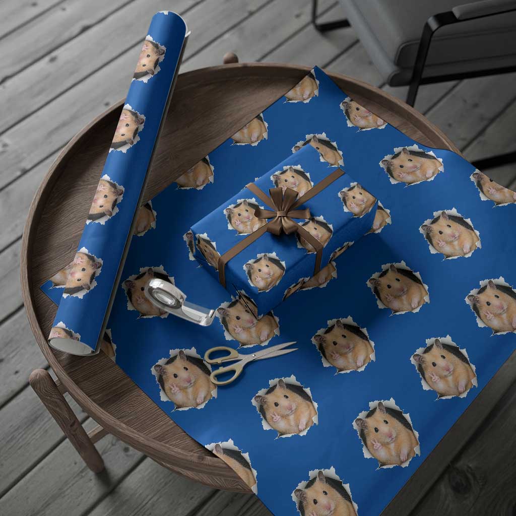 Funny Curious Hamster Peeking Through A Cracked Wall Meme Wrapping Paper Roll