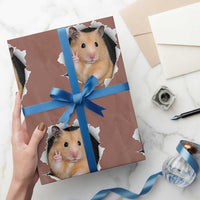 Funny Curious Hamster Peeking Through A Cracked Wall Meme Wrapping Paper Roll