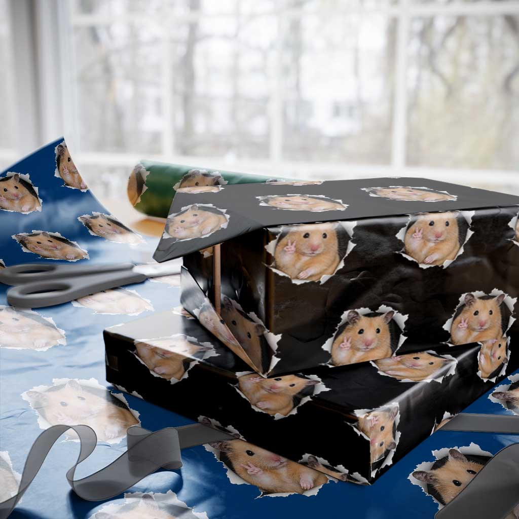 Funny Curious Hamster Peeking Through A Cracked Wall Meme Wrapping Paper Roll