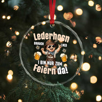 Funny Cute Boy Lederhosen Oktoberfest Crystal Glass Ornament Lederhosn I Bin Nur Zum Feiern Da Party TS02