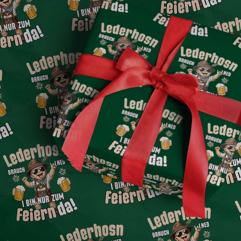Funny Cute Boy Lederhosen Oktoberfest Wrapping Paper Roll Lederhosn I Bin Nur Zum Feiern Da Party - Wonder Print Shop