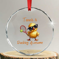 Funny Cute Duck Playing Tennis Crystal Glass Ornament Ducking Awesome - Wonder Print Shop