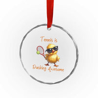 Funny Cute Duck Playing Tennis Crystal Glass Ornament Ducking Awesome - Wonder Print Shop