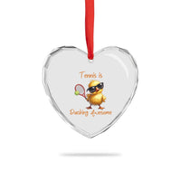 Funny Cute Duck Playing Tennis Heart Crystal Glass Ornament Ducking Awesome - Wonder Print Shop