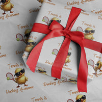 Funny Cute Duck Playing Tennis Wrapping Paper Roll Ducking Awesome - Wonder Print Shop
