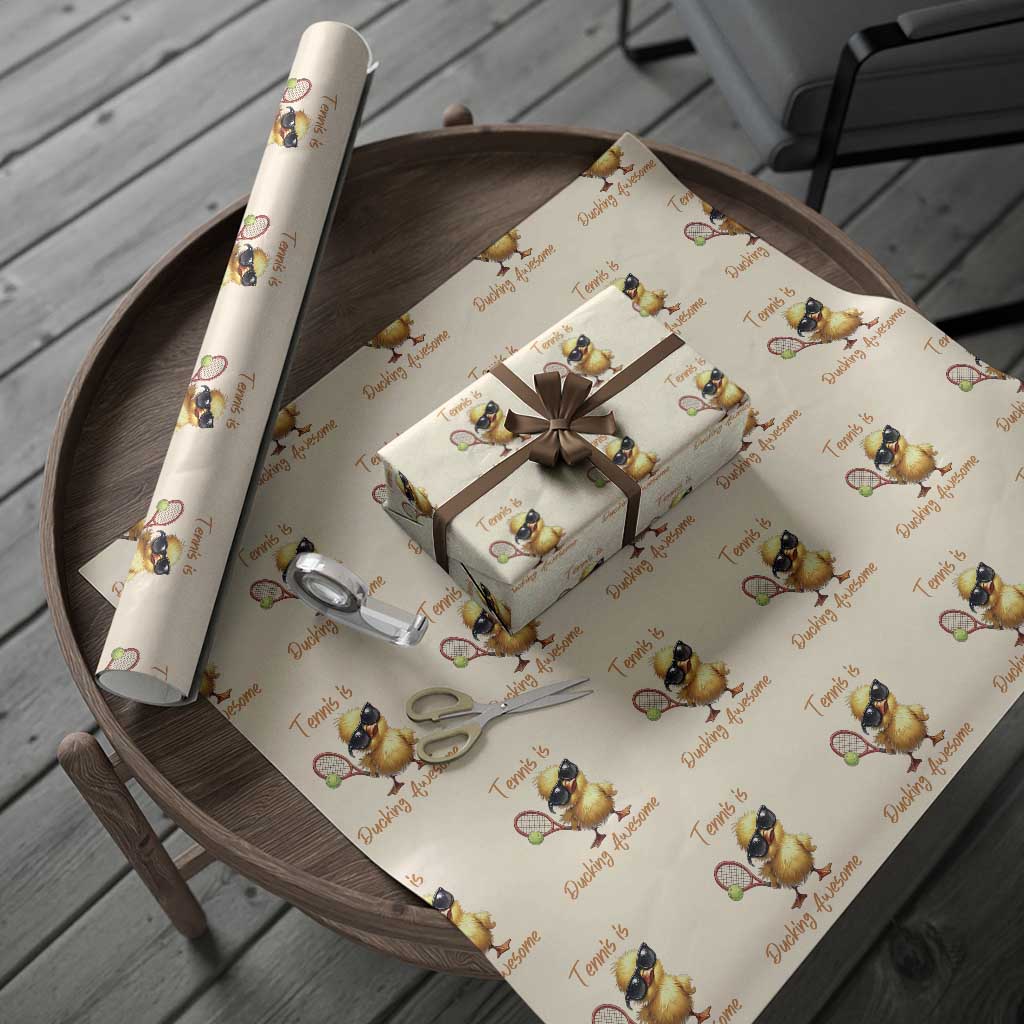 Funny Cute Duck Playing Tennis Wrapping Paper Roll Ducking Awesome - Wonder Print Shop