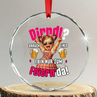Funny Cute Girl Oktoberfest Crystal Glass Ornament Dirndle I Bin Nur Zum Feiern Da Party TS02