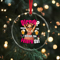 Funny Cute Girl Oktoberfest Crystal Glass Ornament Dirndle I Bin Nur Zum Feiern Da Party TS02