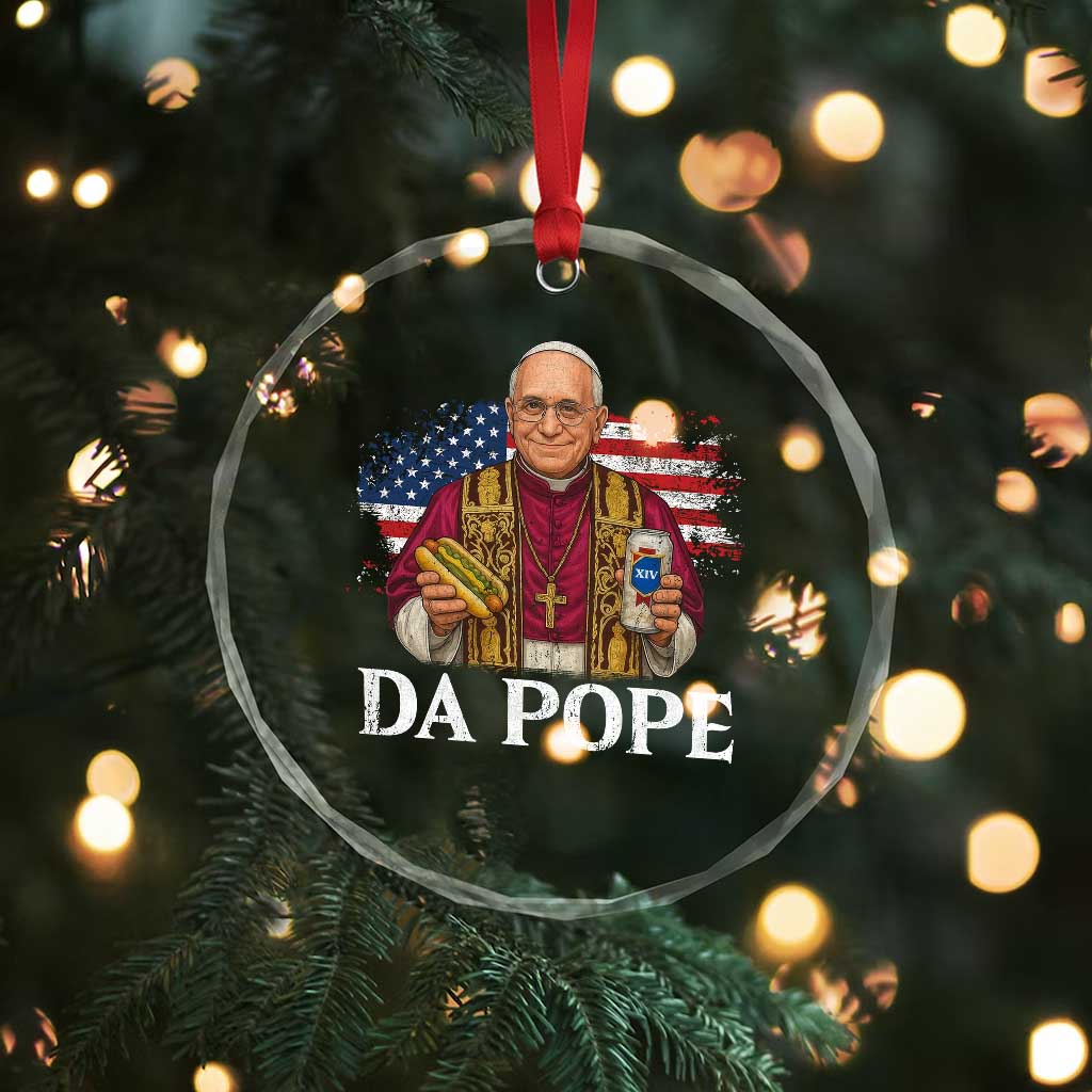 Funny Da Pope America Chicago Leo XIV Crystal Glass Ornament Hotdog And Beer - Wonder Print Shop