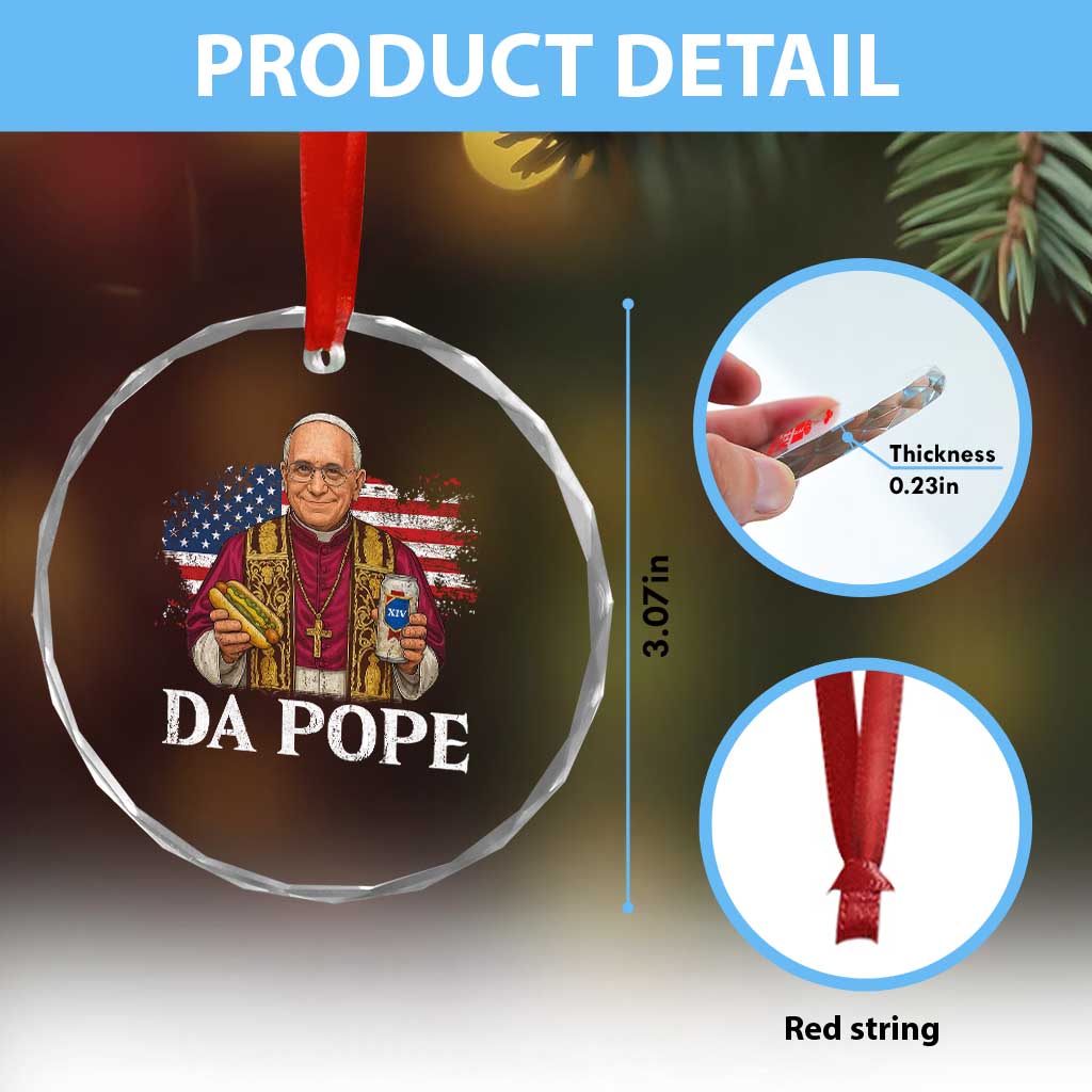 Funny Da Pope America Chicago Leo XIV Crystal Glass Ornament Hotdog And Beer - Wonder Print Shop