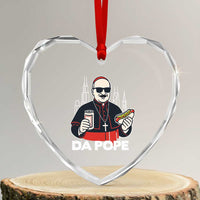 Funny Da Pope Chicago Hot Dog Heart Crystal Glass Ornament 267th Pope Leo XIV - Wonder Print Shop