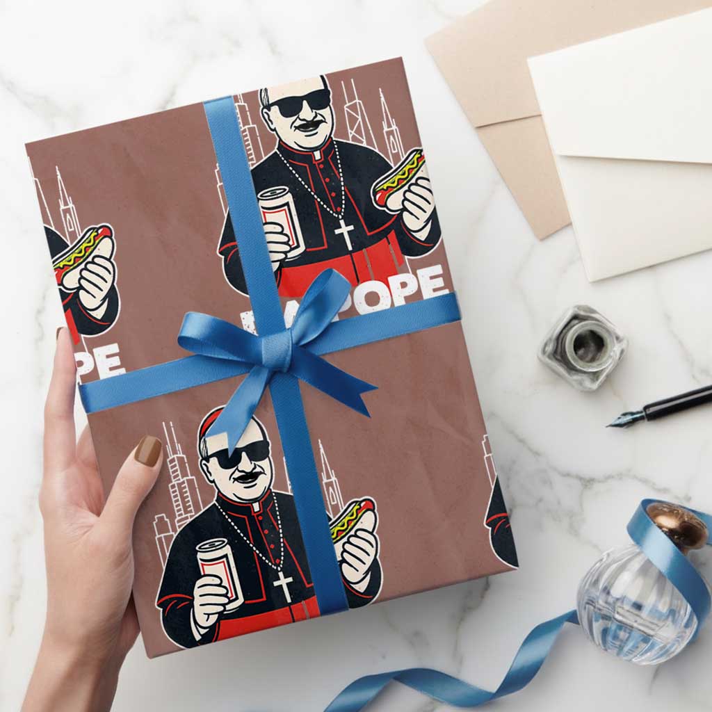 Funny Da Pope Chicago Hot Dog Wrapping Paper Roll 267th Pope Leo XIV - Wonder Print Shop