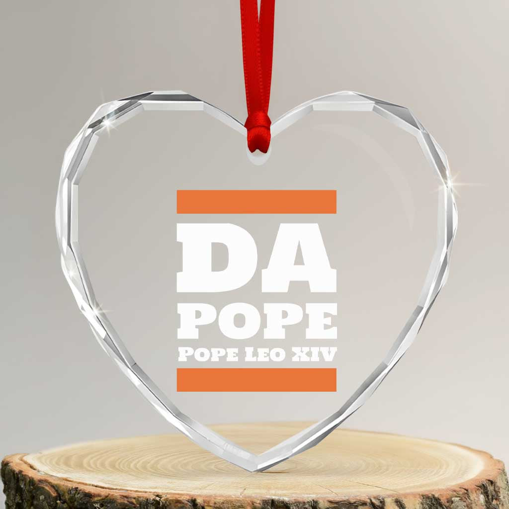 Funny Da Pope From America Chicago Pope Leo XIV Heart Crystal Glass Ornament - Wonder Print Shop