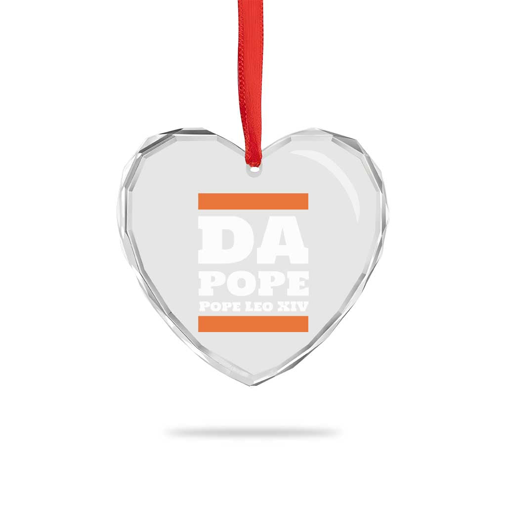 Funny Da Pope From America Chicago Pope Leo XIV Heart Crystal Glass Ornament - Wonder Print Shop