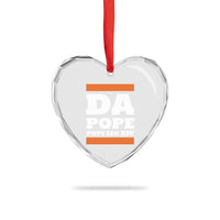 Funny Da Pope From America Chicago Pope Leo XIV Heart Crystal Glass Ornament - Wonder Print Shop