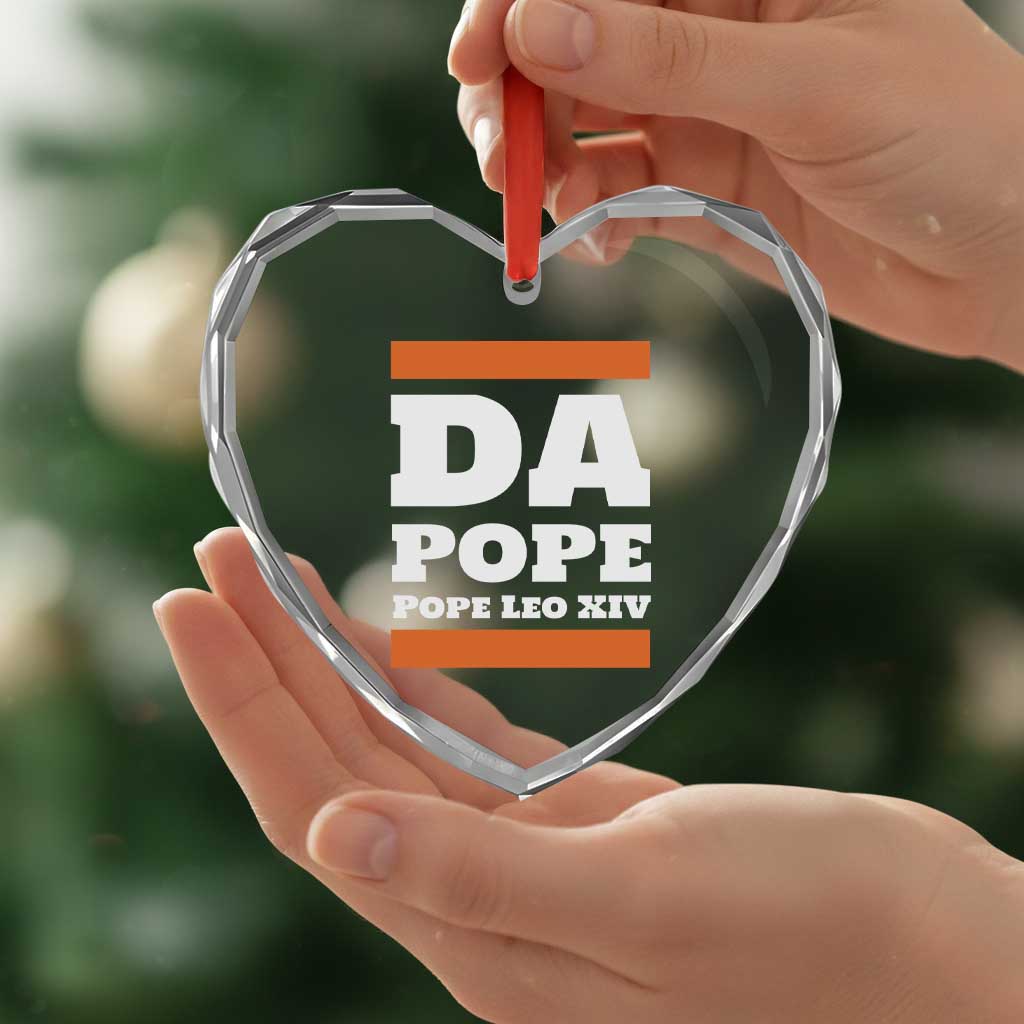 Funny Da Pope From America Chicago Pope Leo XIV Heart Crystal Glass Ornament - Wonder Print Shop