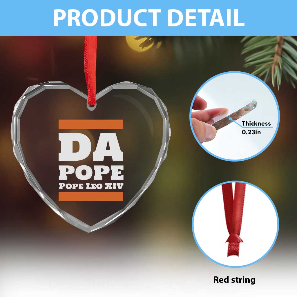 Funny Da Pope From America Chicago Pope Leo XIV Heart Crystal Glass Ornament - Wonder Print Shop