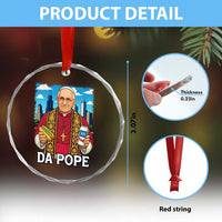 Funny Da Pope Leo XIV Crystal Glass Ornament 267th Pope Chicago Hot Dog and Beer - Wonder Print Shop