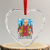 Funny Da Pope Leo XIV Heart Crystal Glass Ornament 267th Pope Chicago Hot Dog and Beer - Wonder Print Shop
