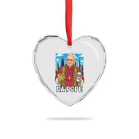 Funny Da Pope Leo XIV Heart Crystal Glass Ornament 267th Pope Chicago Hot Dog and Beer - Wonder Print Shop