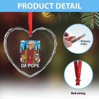 Funny Da Pope Leo XIV Heart Crystal Glass Ornament 267th Pope Chicago Hot Dog and Beer - Wonder Print Shop