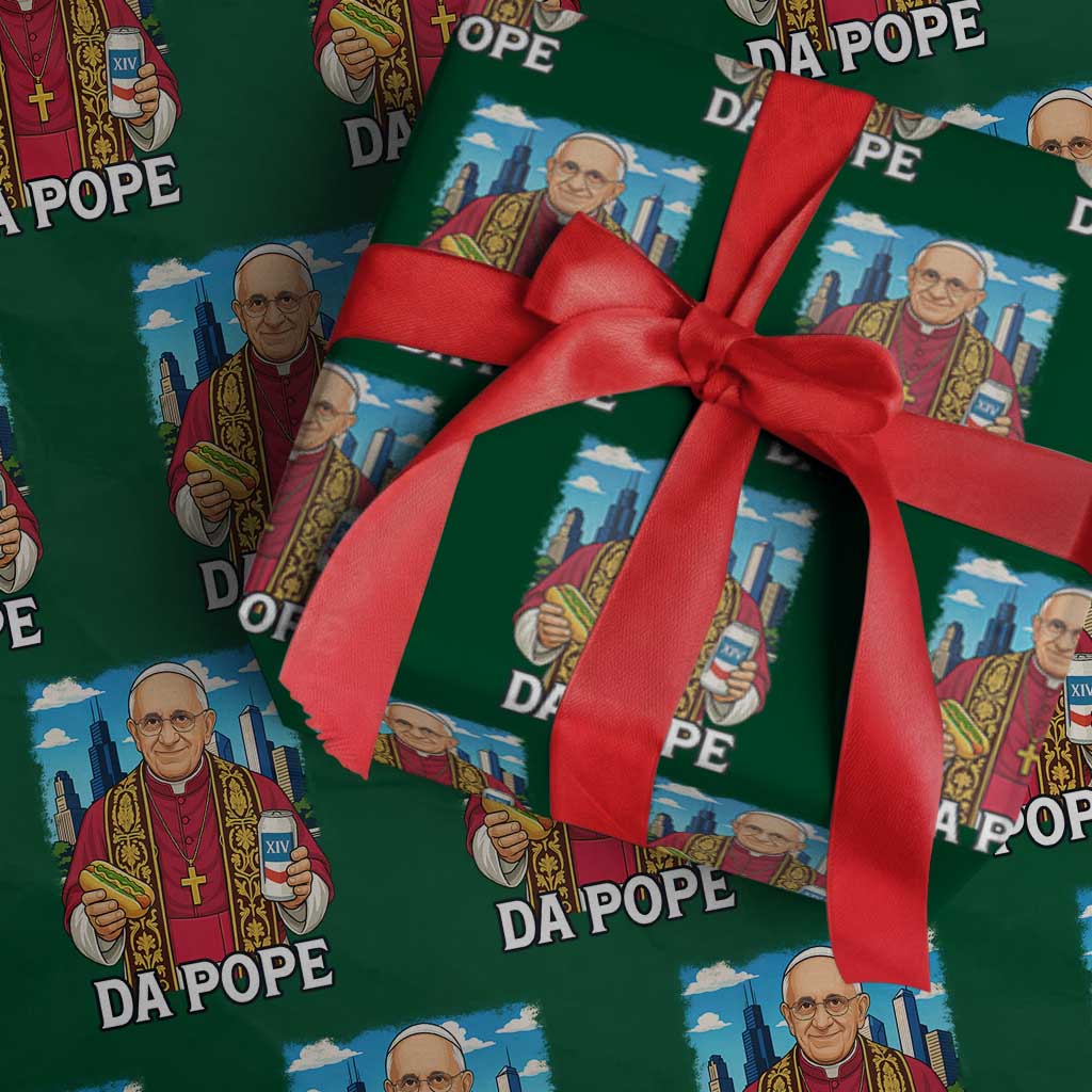 Funny Da Pope Leo XIV Wrapping Paper Roll 267th Pope Chicago Hot Dog and Beer - Wonder Print Shop