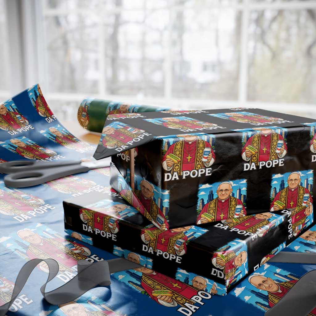 Funny Da Pope Leo XIV Wrapping Paper Roll 267th Pope Chicago Hot Dog and Beer - Wonder Print Shop