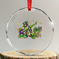 Funny Dabbing Alligator 67 Mardi Gras Six Seven Meme Crystal Glass Ornament