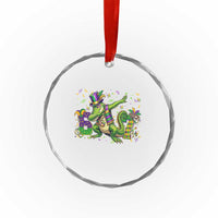 Funny Dabbing Alligator 67 Mardi Gras Six Seven Meme Crystal Glass Ornament