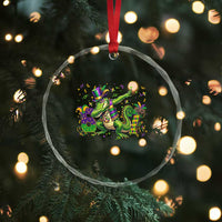 Funny Dabbing Alligator 67 Mardi Gras Six Seven Meme Crystal Glass Ornament