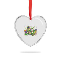 Funny Dabbing Alligator 67 Mardi Gras Six Seven Meme Heart Crystal Glass Ornament
