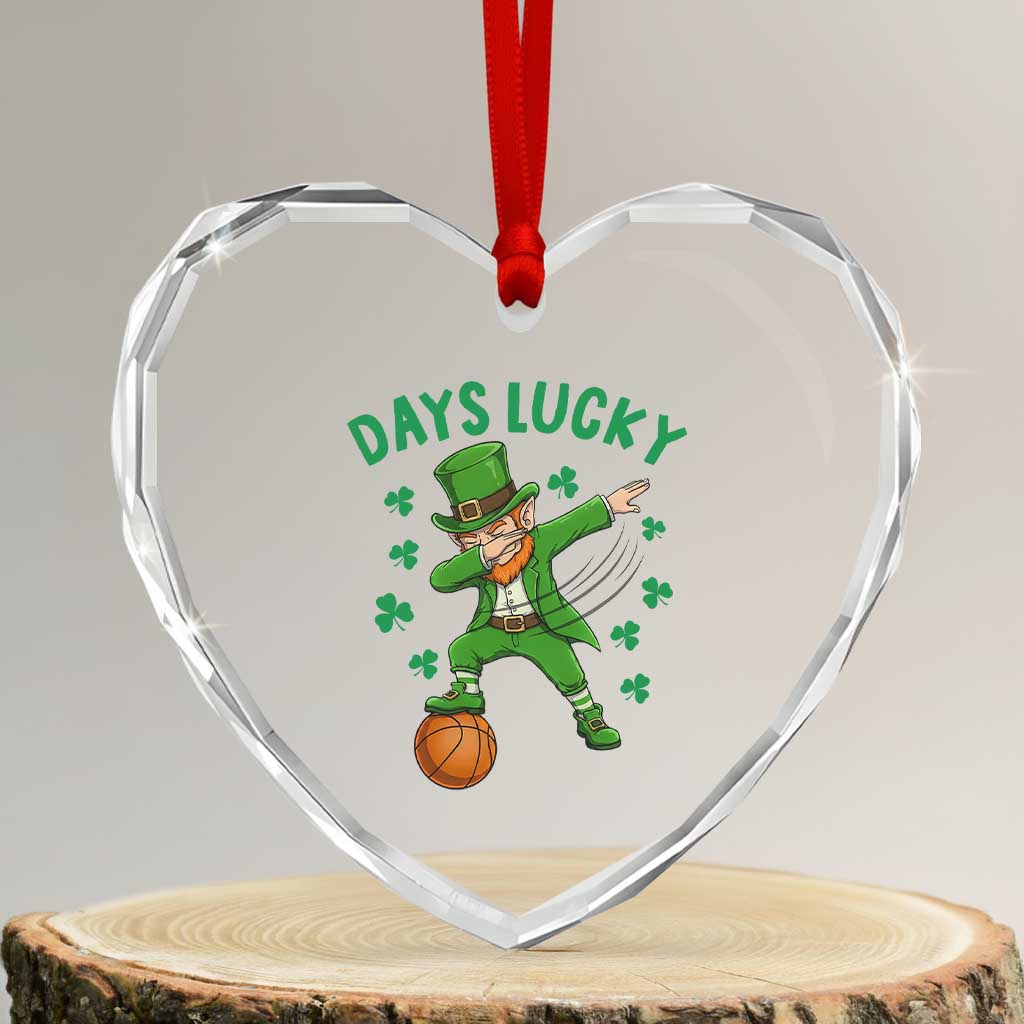 Funny Dabbing Leprechaun St Patricks Day Heart Crystal Glass Ornament Days Lucky