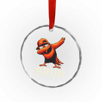 Funny Dabbing Oriole Bird Bruh Crystal Glass Ornament Cool Game Day Sports Fan
