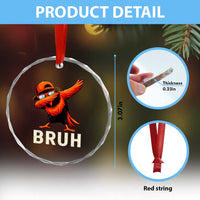 Funny Dabbing Oriole Bird Bruh Crystal Glass Ornament Cool Game Day Sports Fan
