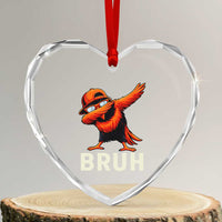 Funny Dabbing Oriole Bird Bruh Heart Crystal Glass Ornament Cool Game Day Sports Fan