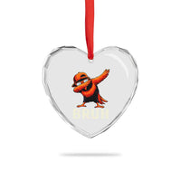 Funny Dabbing Oriole Bird Bruh Heart Crystal Glass Ornament Cool Game Day Sports Fan