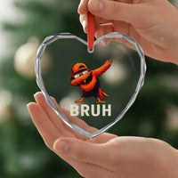 Funny Dabbing Oriole Bird Bruh Heart Crystal Glass Ornament Cool Game Day Sports Fan