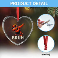 Funny Dabbing Oriole Bird Bruh Heart Crystal Glass Ornament Cool Game Day Sports Fan
