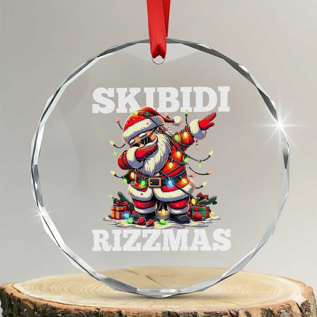 Funny Dabbing Santa Rizz Xmas Crystal Glass Ornament Skibidi Rizzmas Xmas Lights TS02