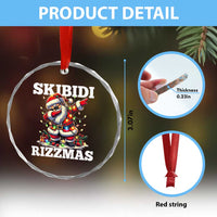 Funny Dabbing Santa Rizz Xmas Crystal Glass Ornament Skibidi Rizzmas Xmas Lights TS02