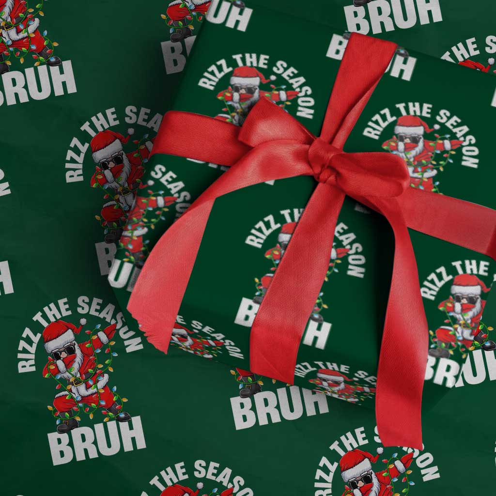 Funny Dabbing Santa Rizz Xmas Wrapping Paper Roll Rizz The Season Bruh Xmas Lights
