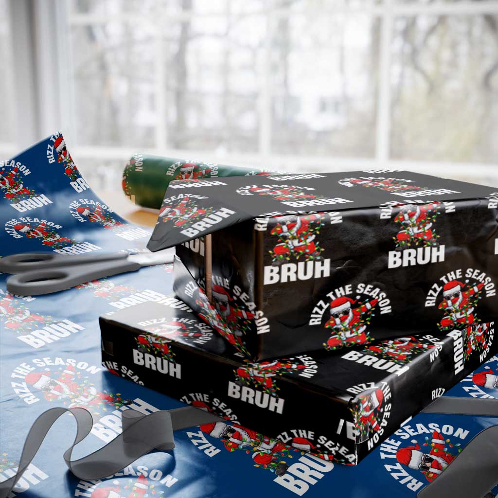 Funny Dabbing Santa Rizz Xmas Wrapping Paper Roll Rizz The Season Bruh Xmas Lights